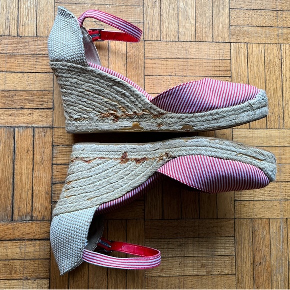 Old Navy Striped Pink/White Wedge Espadrilles Size 9 - Picture 3 of 10